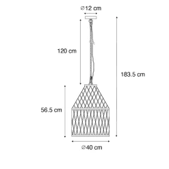 Suspension d'extérieur rustique en rotin 40x55 cm - Calamus