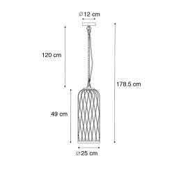 Suspension d'extérieur rustique en rotin noir 25 cm - Calamus