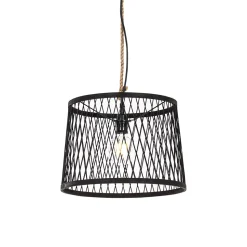 Suspension d'extérieur rustique en rotin noir 40 cm - Calamus