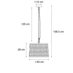 Suspension d'extérieur rustique en rotin noir 40 cm - Calamus