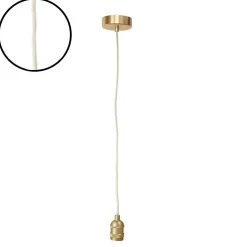 Suspension douille doré satiné (80-110 cm - Blanc)