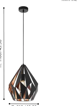 Suspension Dunalux Prinia Ø31 cm noir et or