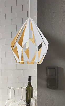 Suspension Dunalux Prinia Ø31 cm blanc et or