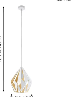 Suspension Dunalux Prinia Ø31 cm blanc et or