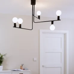 Suspension E27 métal noir mat L.60 x l.79 x H.60 cm GoodHome Darrah