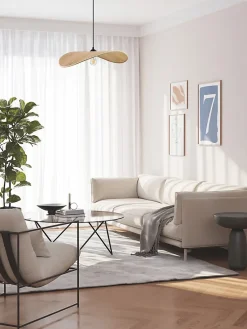 Suspension effet bois E27 40W Ø58 cm, Seynave Bradley