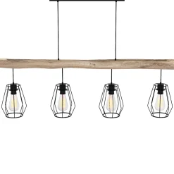 Suspension en bois et métal 4 lampes - Clotilde