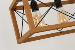 Suspension en Bois et Métal 5 Lumières de Style Vintage PANDORA - 5xE27 pour Salle à Manger et Cuisine.