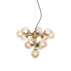 Suspension en bronze avec verre ambré 13 lumières - Bianca