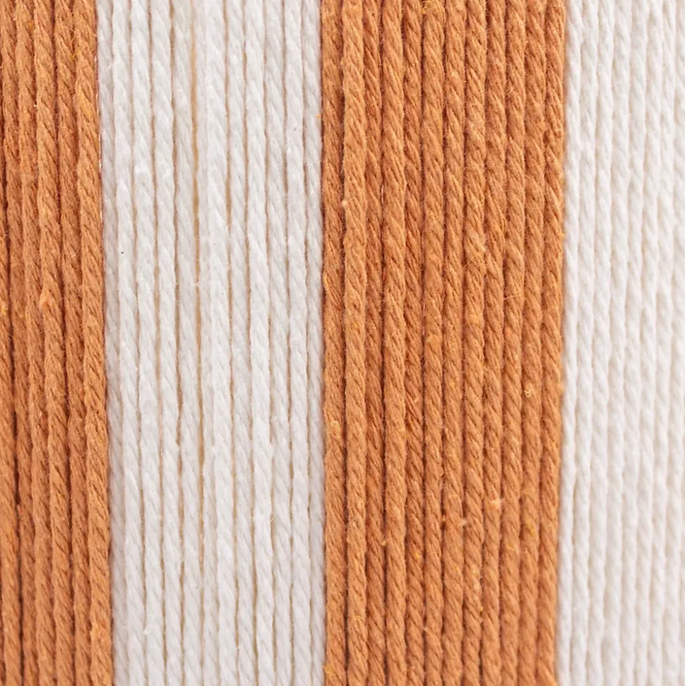 Suspension en corde de coton rayée E27 40W blanc et orange Ø38 cm Jumell Moyo