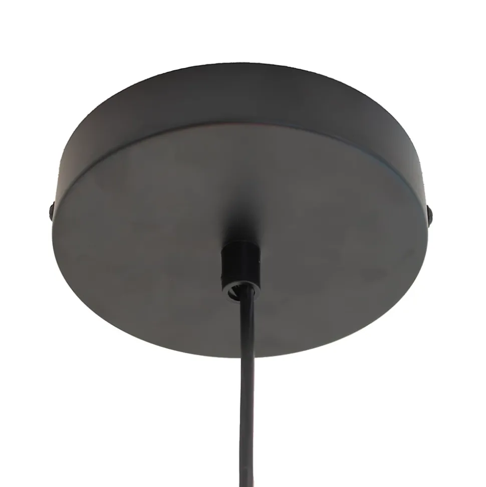 Suspension en corde de coton rayée E27 40W blanc et orange Ø38 cm Jumell Moyo