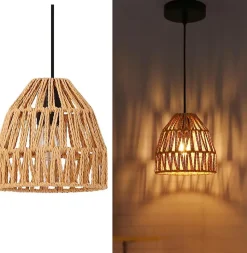 Suspension en Corde de Papier Tressé 'NARA' Abat-jour de 17 cm de Diamètre, Douille E27