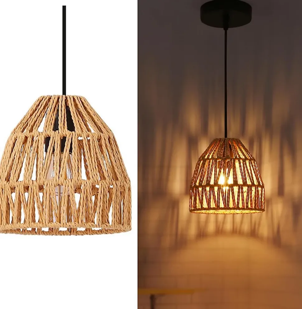 Suspension en Corde de Papier Tressé 'NARA' Abat-jour de 17 cm de Diamètre, Douille E27