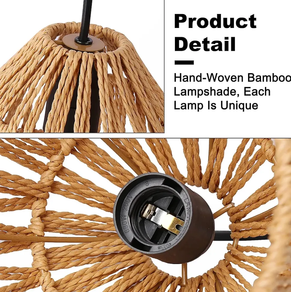 Suspension en Corde de Papier Tressé 'NARA' Abat-jour de 17 cm de Diamètre, Douille E27