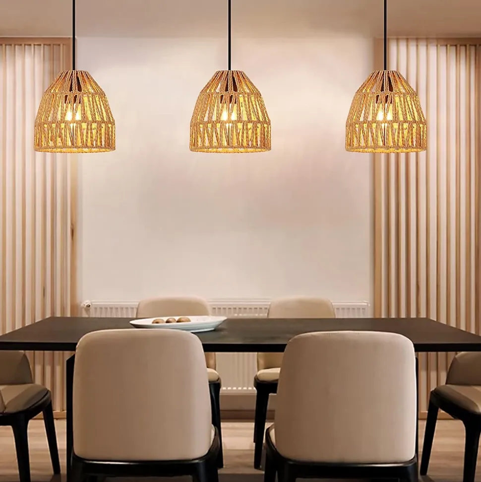 Suspension en Corde de Papier Tressé 'NARA' Abat-jour de 17 cm de Diamètre, Douille E27