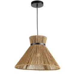 Suspension en corde papier et métal noir E27 40W Ø40cm Seynave, Calypso