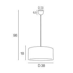 Suspension en coton E27 15W mocha Ø38cm Corep