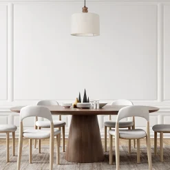 Suspension en céramique E27 40W imitation bois ∅30cm Seynave, Kamil