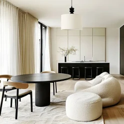 Suspension en céramique et lin E27 40W noir et beige Ø30cm Seynave, Kamil