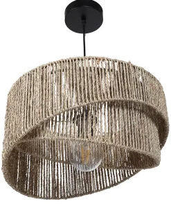 Suspension en jacinthe d'eau E27 40W Ø45cm beige Lussiol, Kalibo