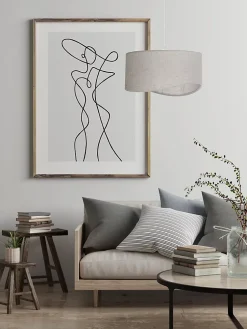 Suspension en lin E27 40W beige Ø38cm Seynave, Balix