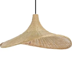 Suspension en métal et bambou E27 40W beige ⌀50cm Eglo, Haxey