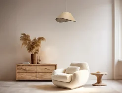 Suspension en métal et sisal E27 40W noir et beige Ø40cm Seynave, Miopalmo