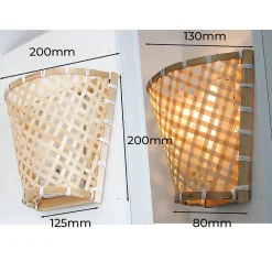 Suspension en Osier et Bambou avec Câble et Interrupteur Idéale pour Salle à Manger et Cuisine