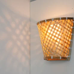 Suspension en Osier et Bambou avec Câble et Interrupteur Idéale pour Salle à Manger et Cuisine