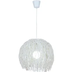 Suspension en osier 'Struwel' D: 40, en rotin blanc, douille E27