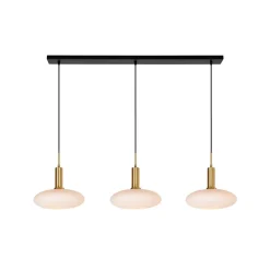 Suspension en verre 3 lampes E27 180 W or mat L.126 x l.30 x H.169 cm Lucide Singala