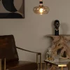 Suspension en verre 1 lampe ambré Ø30cm E27 40W Lucide, Ilona