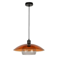 Suspension en verre double E27 15W ambré Ø38 x H.29cm, Corep Jolly