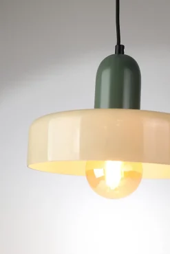 Suspension en verre E27 40W Ø25cm bicolore vert Seynave, Skyde