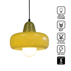 Suspension en verre et métal vert Ø26 cm E27 25 W Jumell Boli