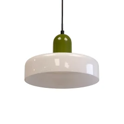 Suspension en verre et métal blanc et vert Ø25 cm E27 25 W Jumell Yori