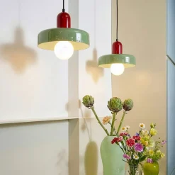 Suspension en verre et métal vert et rouge Ø25 cm E27 25 W Jumell Yori