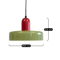Suspension en verre et métal vert et rouge Ø25 cm E27 25 W Jumell Yori