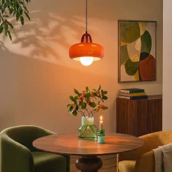 Suspension en verre et métal rouge Ø26 cm E27 25 W Jumell Boli