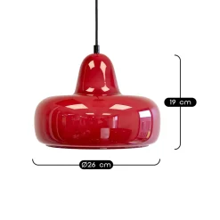 Suspension en verre et métal rouge Ø26 cm E27 25 W Jumell Boli
