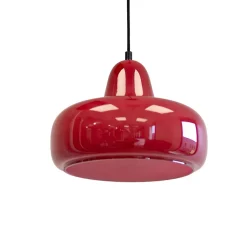 Suspension en verre et métal rouge Ø26 cm E27 25 W Jumell Boli