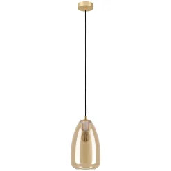 Suspension en verre fumé et laiton brossé E27 40W H.110 x Ø.20cm Eglo, Alobrase