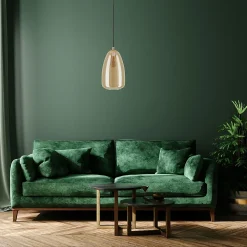 Suspension en verre fumé et laiton brossé E27 40W H.110 x Ø.20cm Eglo, Alobrase