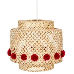 Suspension enfant Liby bambou pompons rouges D28cm - Atmosphera