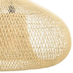 Suspension "entonnoir" 80x80cm rotin couleur naturelle/teck