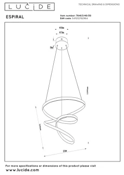 Suspension ESPIRAL en aluminium avec LED intégré - Noir - Lucide