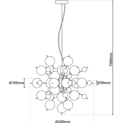 Suspension EXPLOSION blanche métal et verre douilles G9 pour salle à manger salon hall bureau diamètre ca 65cm