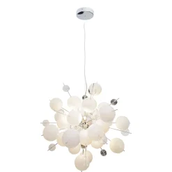 Suspension EXPLOSION blanche métal et verre douilles G9 pour salle à manger salon hall bureau diamètre ca 65cm