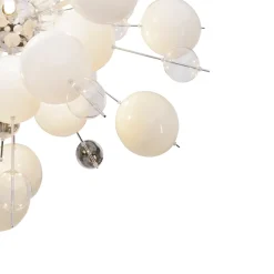 Suspension EXPLOSION blanche métal et verre douilles G9 pour salle à manger salon hall bureau diamètre ca 65cm