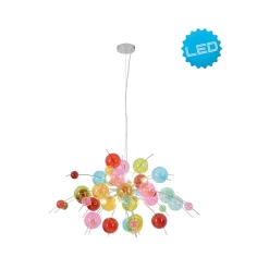 Suspension EXPLOSION multicolore métal et verre douilles G9 pour salle à manger salon entrée bureau diam. 98cm